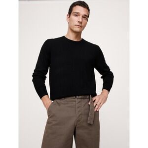 NWT Banana Republic Extra Fine Merino Crew Neck Sweater MEDIUM Black Soft